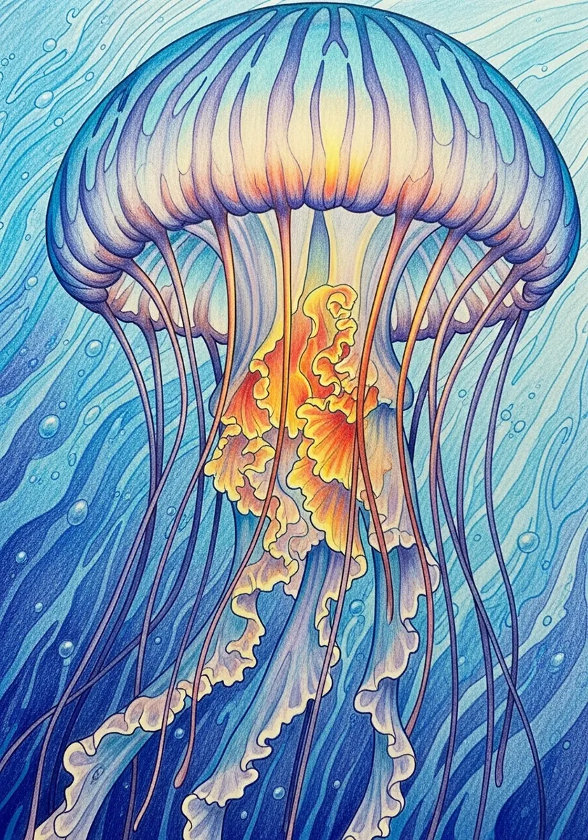 Cool background with warm accents for focus example