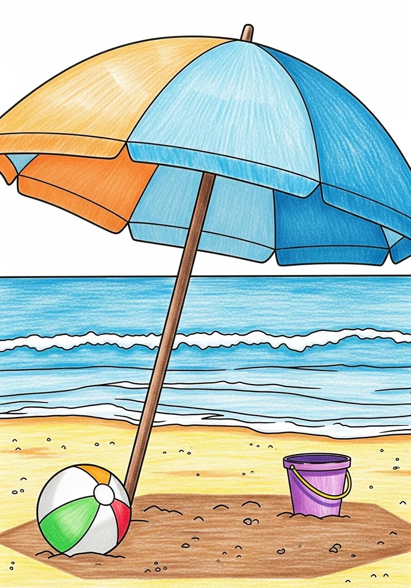 Umbrella with complementary colours of same value looking flat despite hue contrast