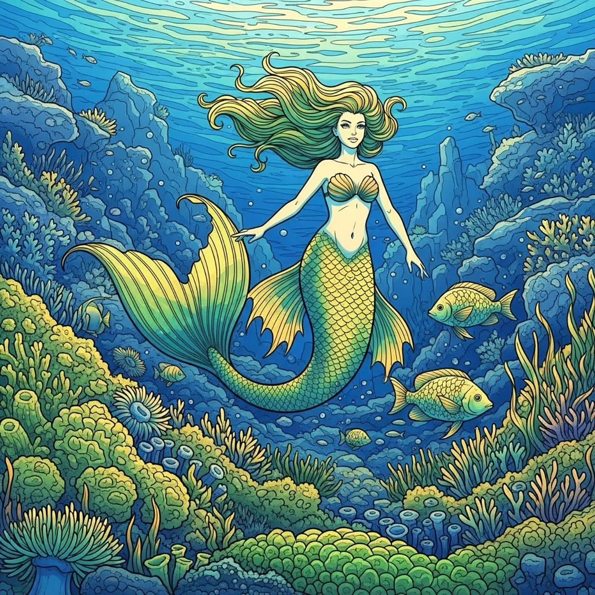 Warm foreground, cool background example