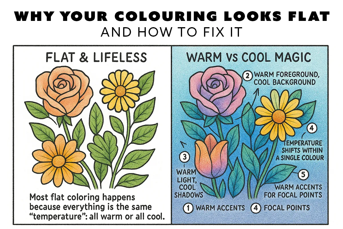 Examples of flat vs dimensional colouring